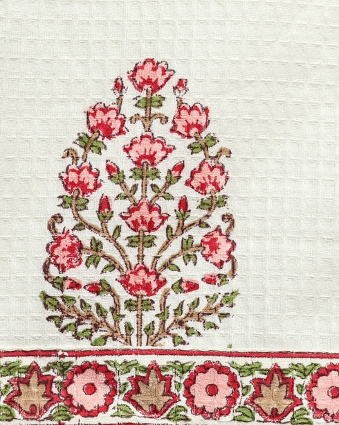 Elegant Buta Print Waffle Cotton Bathrobe (BROB03)